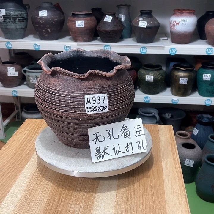 红陶手工制作工艺花盆