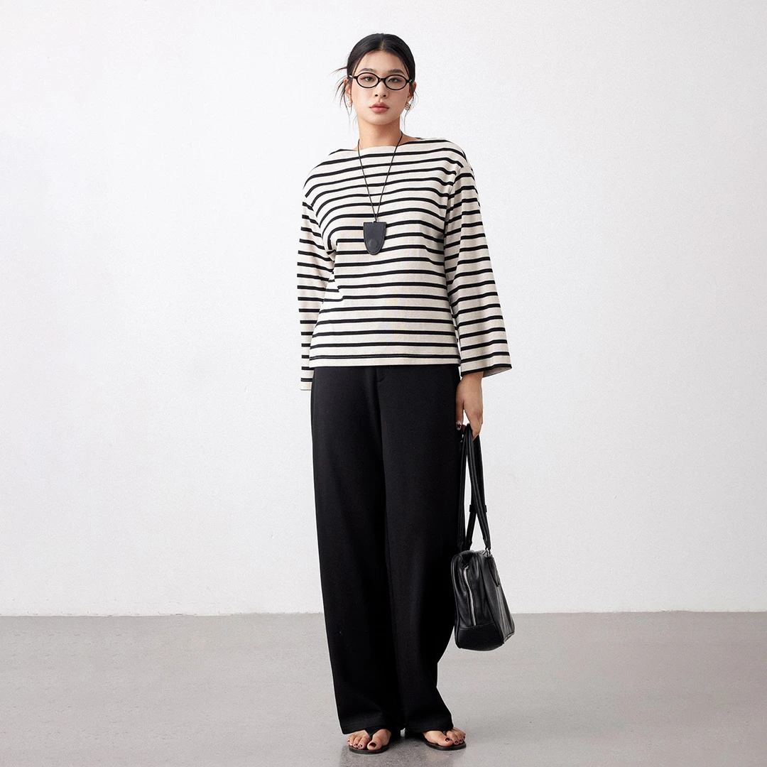 PLUSMALL 修腿镰刀裤 舒适挖袋宽松镰刀松弛针织裤PPPP2501034