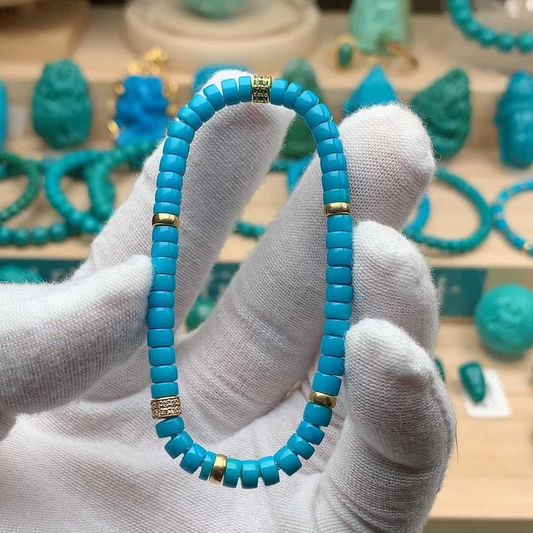 杰***哥绿松石18K金镶嵌颈饰