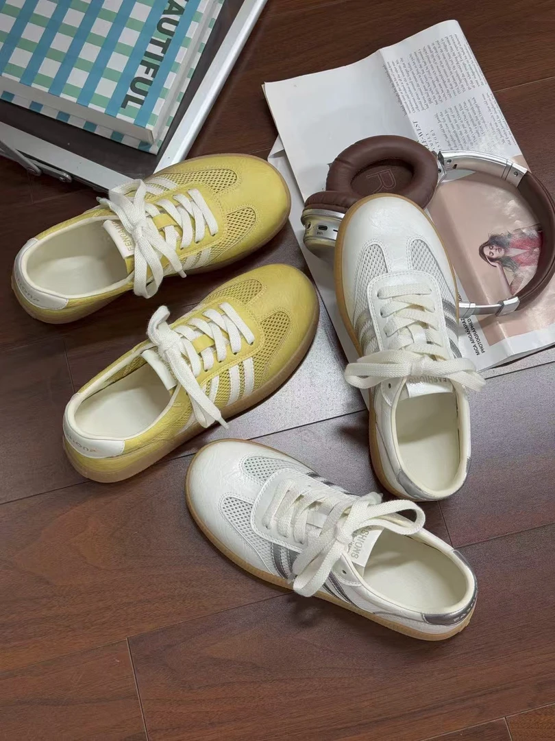 韩版夏季透网真皮新款德训鞋女鞋802-6