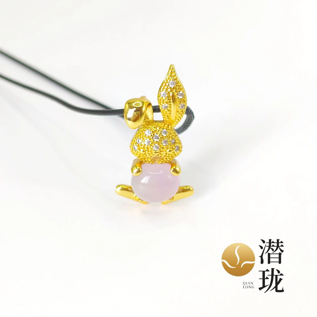【潜珑】镶嵌天然玛瑙小兔子