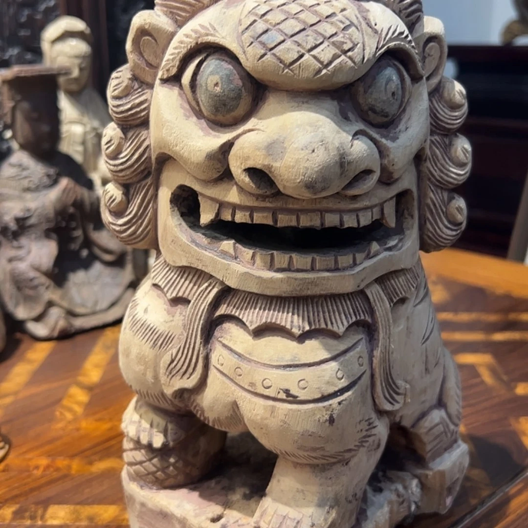 非洲檀香无事牌木雕｜案头狮
