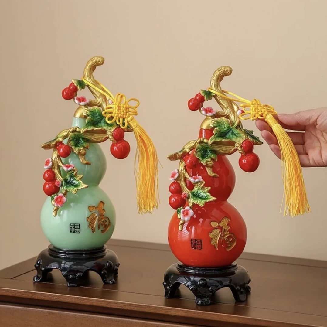 招财纳福葫芦摆件新中式家居客厅电视柜乔迁开业办公桌工艺装饰品