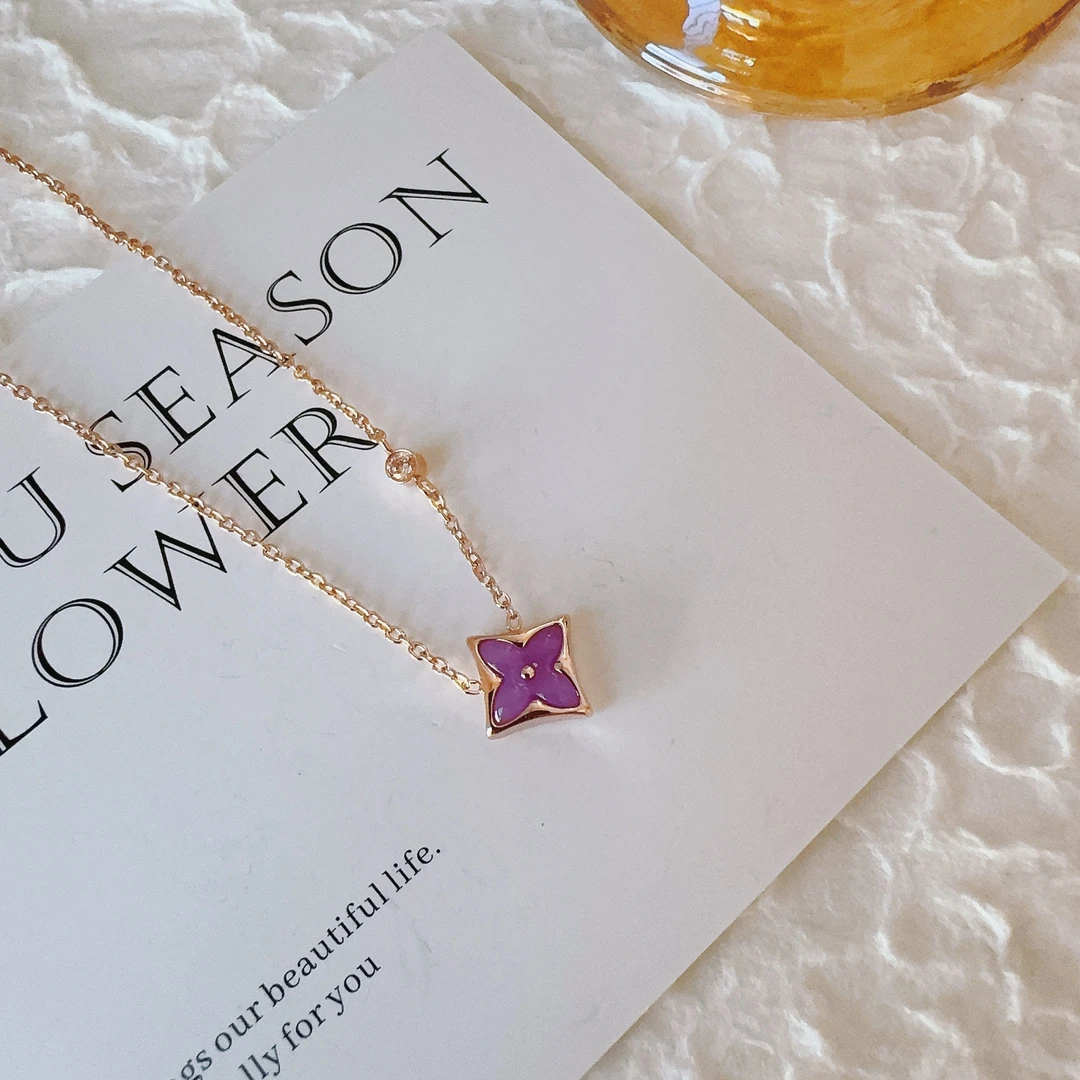 铜合金项链 2106 紫色老花项链