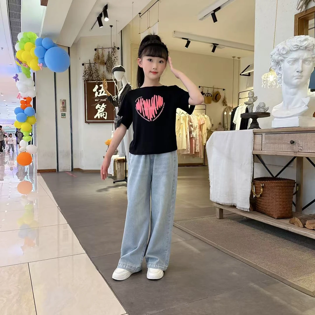 女童夏装套装2025新款儿童洋气网红时髦初中生长裤中大童高级感潮