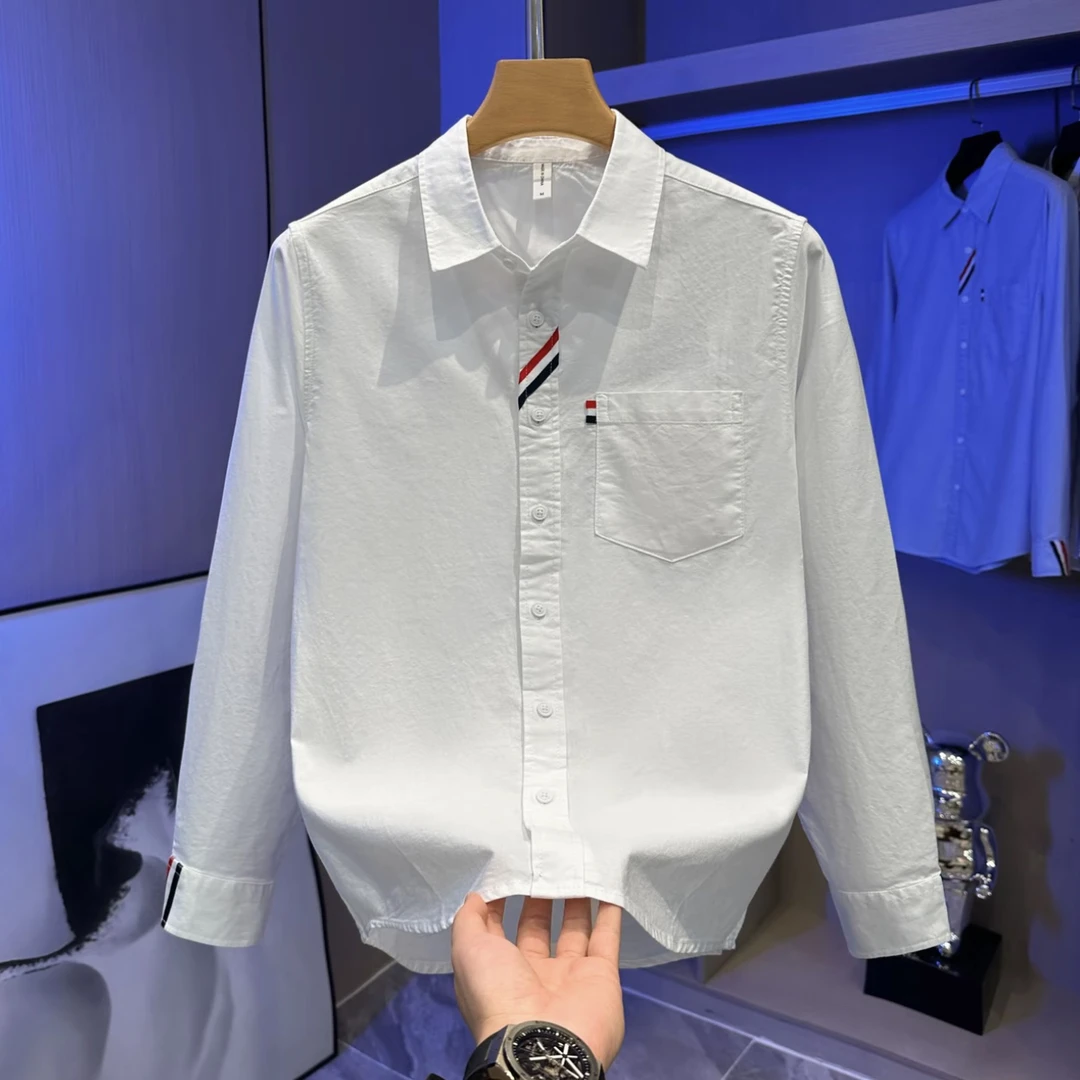 轻奢时尚男装设计感商务衬衫春秋季潮流纯棉长袖韩版宽松帅气衬衣