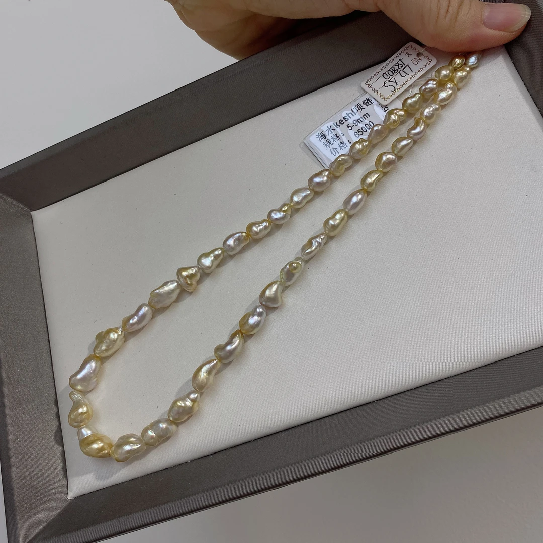 5-9mm白金混彩鎏金keshi串珠27.2g