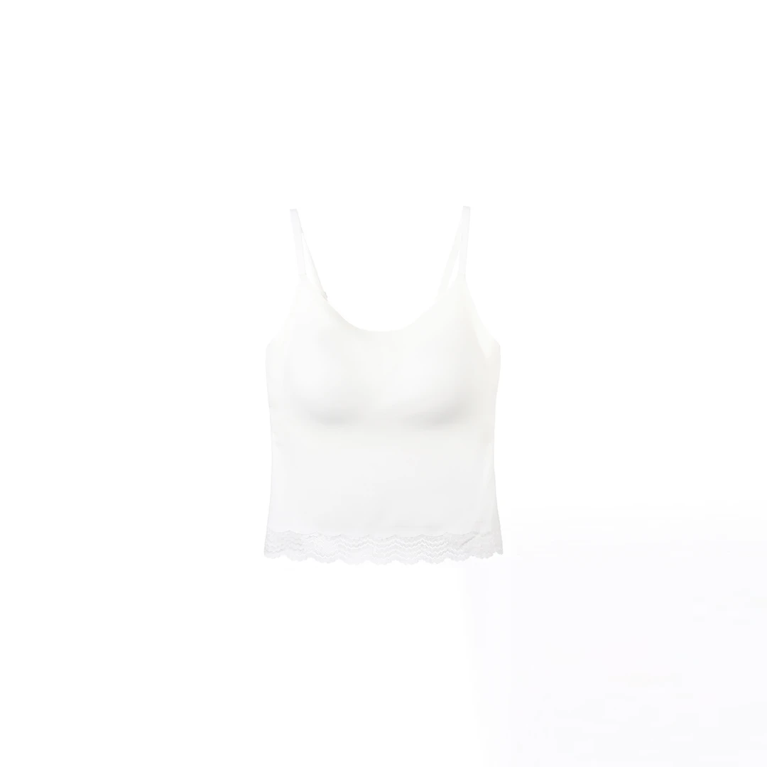 【白小姐】波浪蕾丝边细肩吊带  SE50391