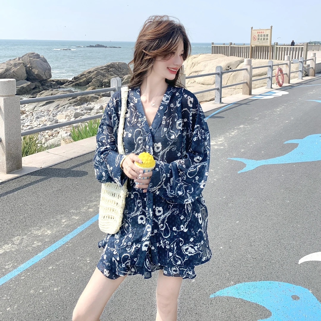 高级感印花防晒衣时尚套装女2025年夏季新款韩系慵懒风廓形两件套