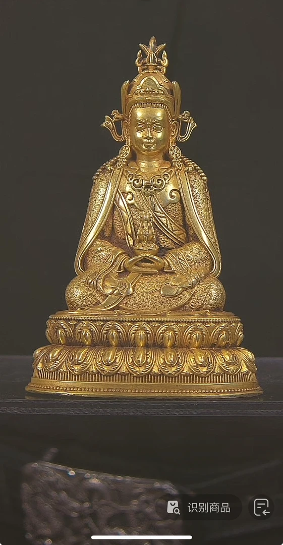 紫铜鎏金10公分长寿佛居家艺术客厅摆件