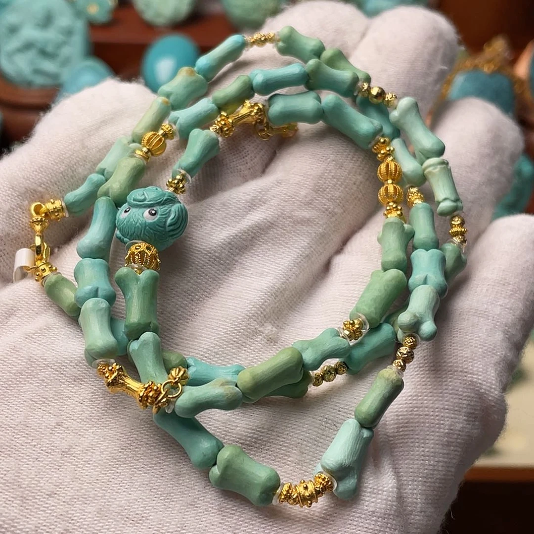 绿松石珠宝半成品18K金镶嵌