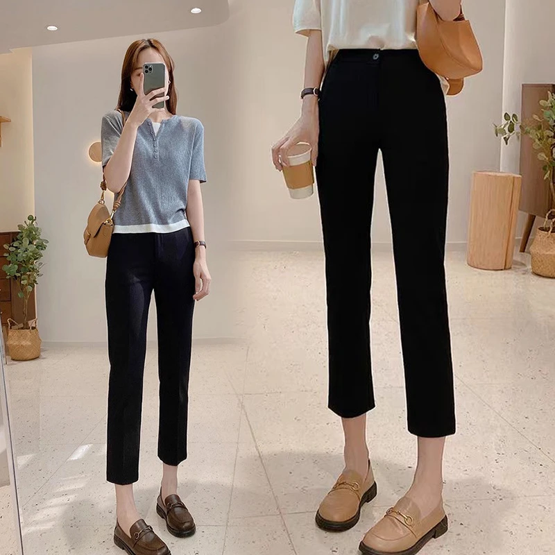 王炸裤型~筷子腿大版法棍烟管裤春夏新款高腰显瘦休闲小个子西装
