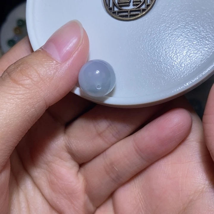 翡翠散珠卡12.4紫底缅甸翡翠单珠有包容