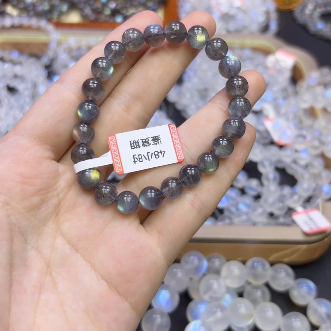 小***选未镶嵌手串拉长石灰月光单圈卡8mm左右