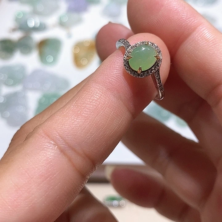 银S925镶嵌戒指翡翠21号