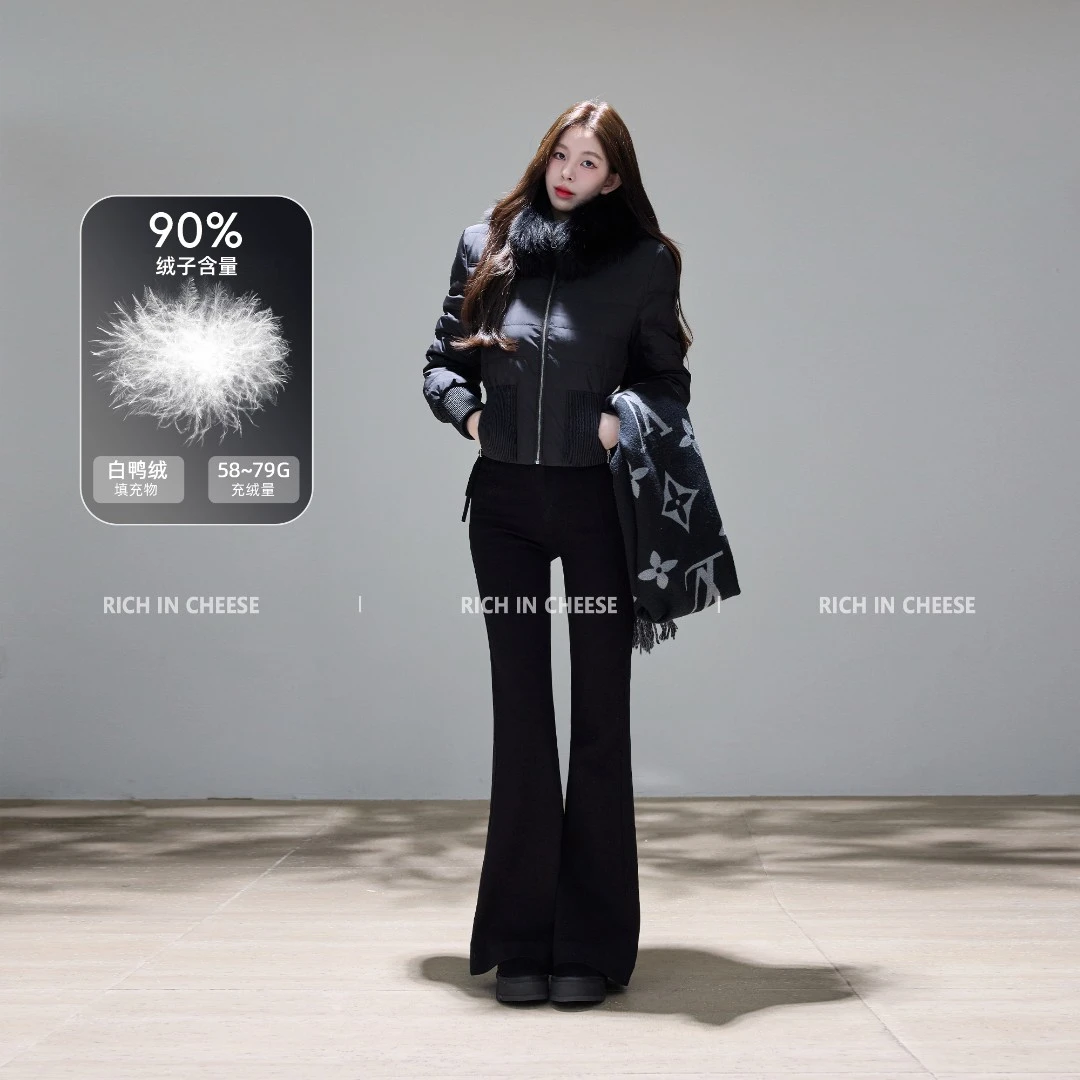 舒胡蕾 韩女小蛮腰 90白鸭绒狐狸毛皮毛领冬季含口袋羽绒服外套