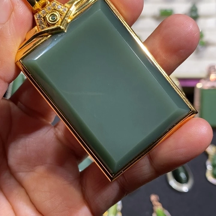 和田玉（碧玉）银S925镶嵌颈饰