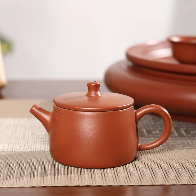 潮州朱泥手拉壶家用汉瓦壶小容量功夫小茶壶中式全手工复古茶壶
