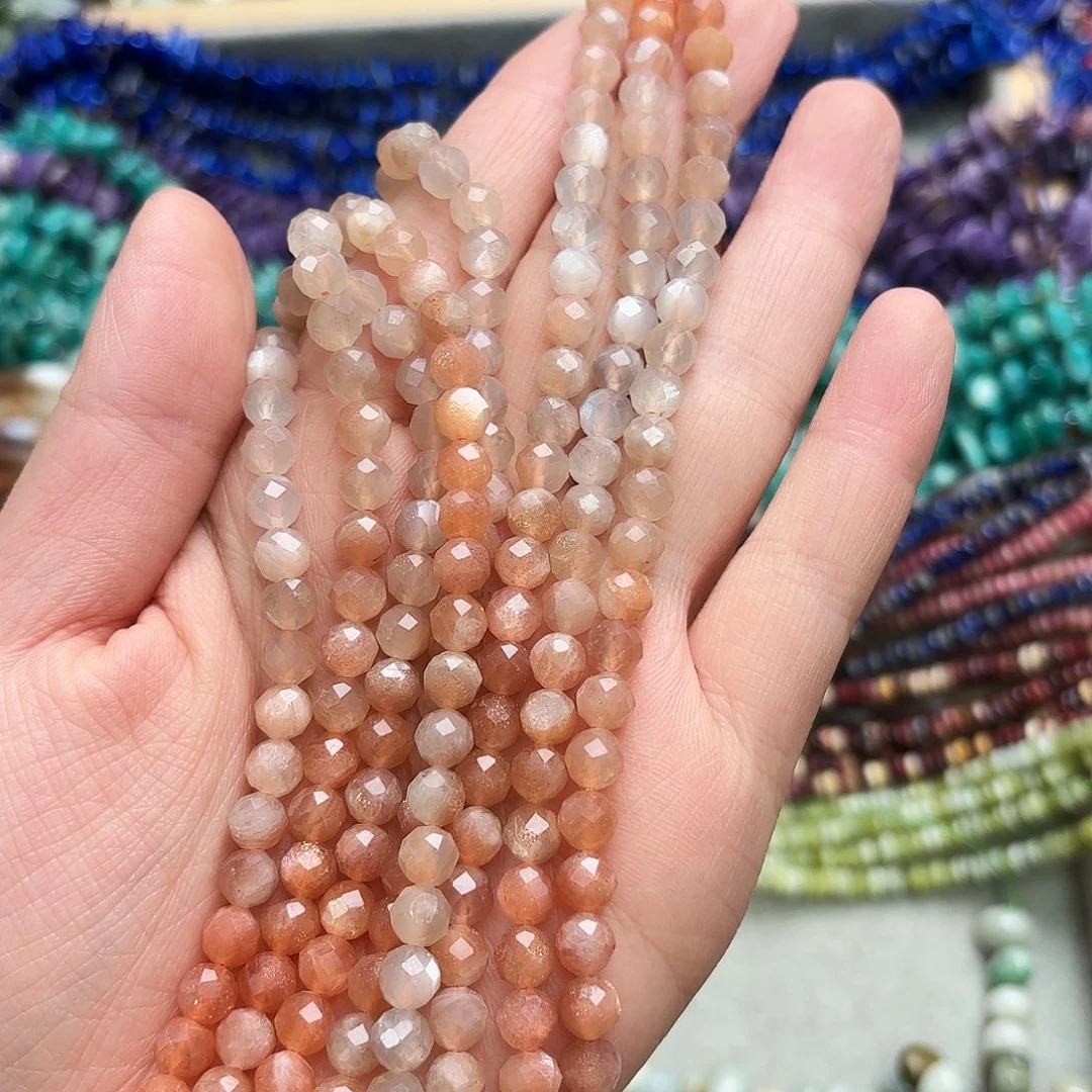 玛瑙/玉髓未镶嵌珠宝半成品卡6渐变太阳石切一条