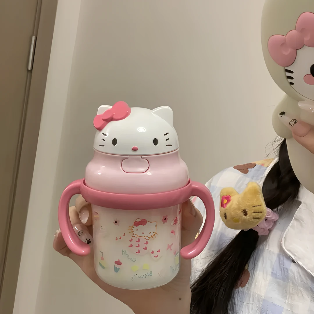 【包邮】新款KT水杯宝宝学饮杯双手柄吸管杯奶杯夏季可爱卡通礼物