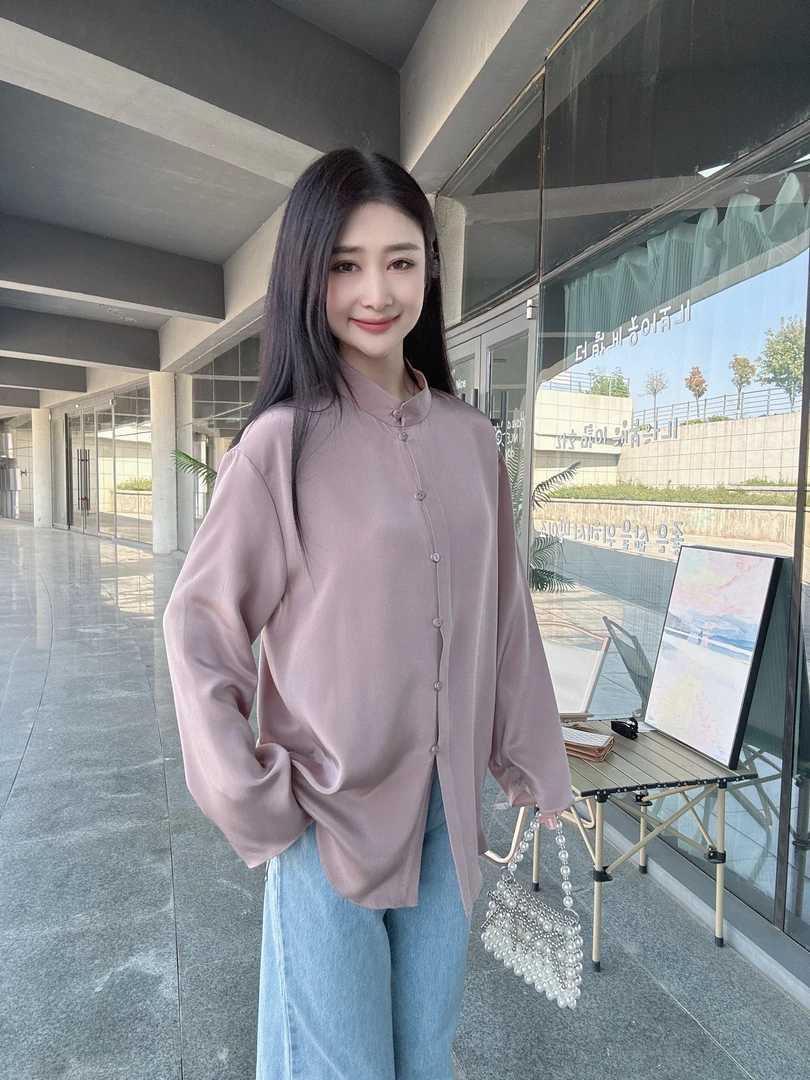 尾货~【纯原小禾】小禾2025秋季新款博物馆重磅真丝新中式长袖衬衫