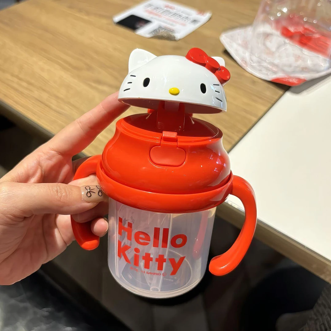 hellokitty吸管奶瓶水杯婴儿3岁以上直饮杯喝奶大龄宝宝奶瓶GVK