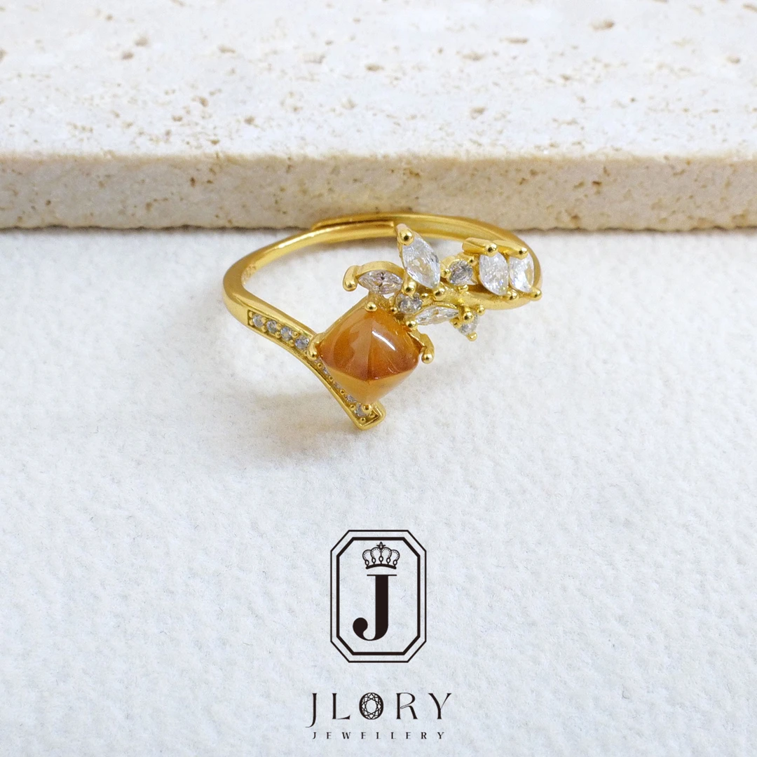 S925 天然芬达石糖塔戒指 833