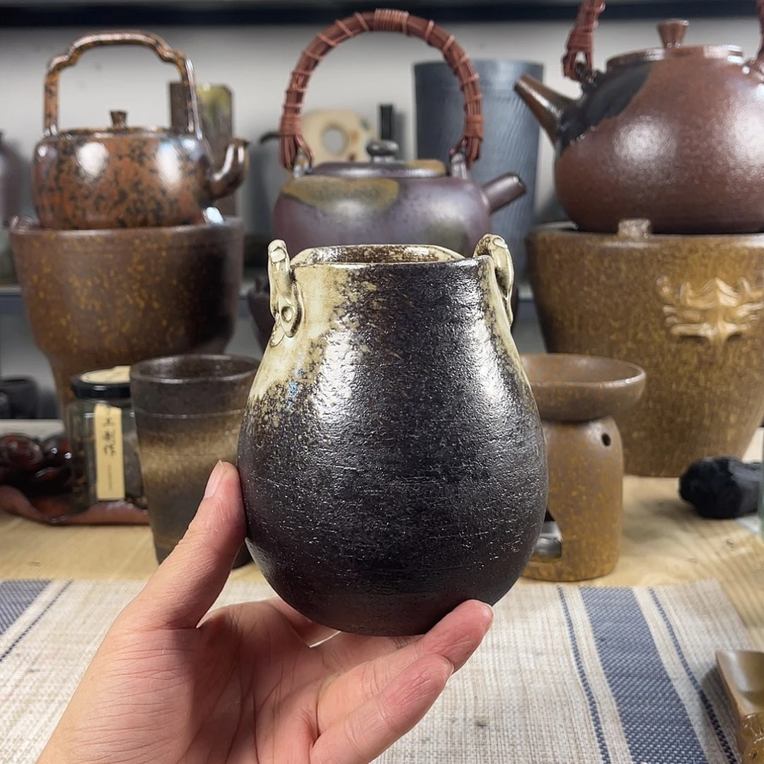 壶紫砂粗陶实用花器