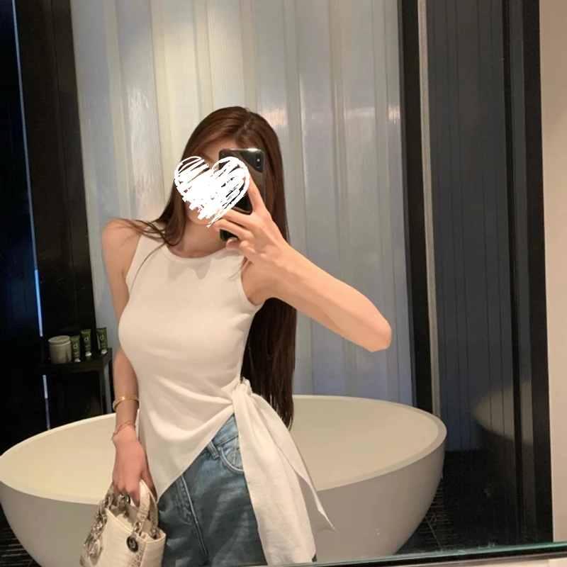 2色！针织绑带吊带背心女辣妹修身百搭纯色背心    80762