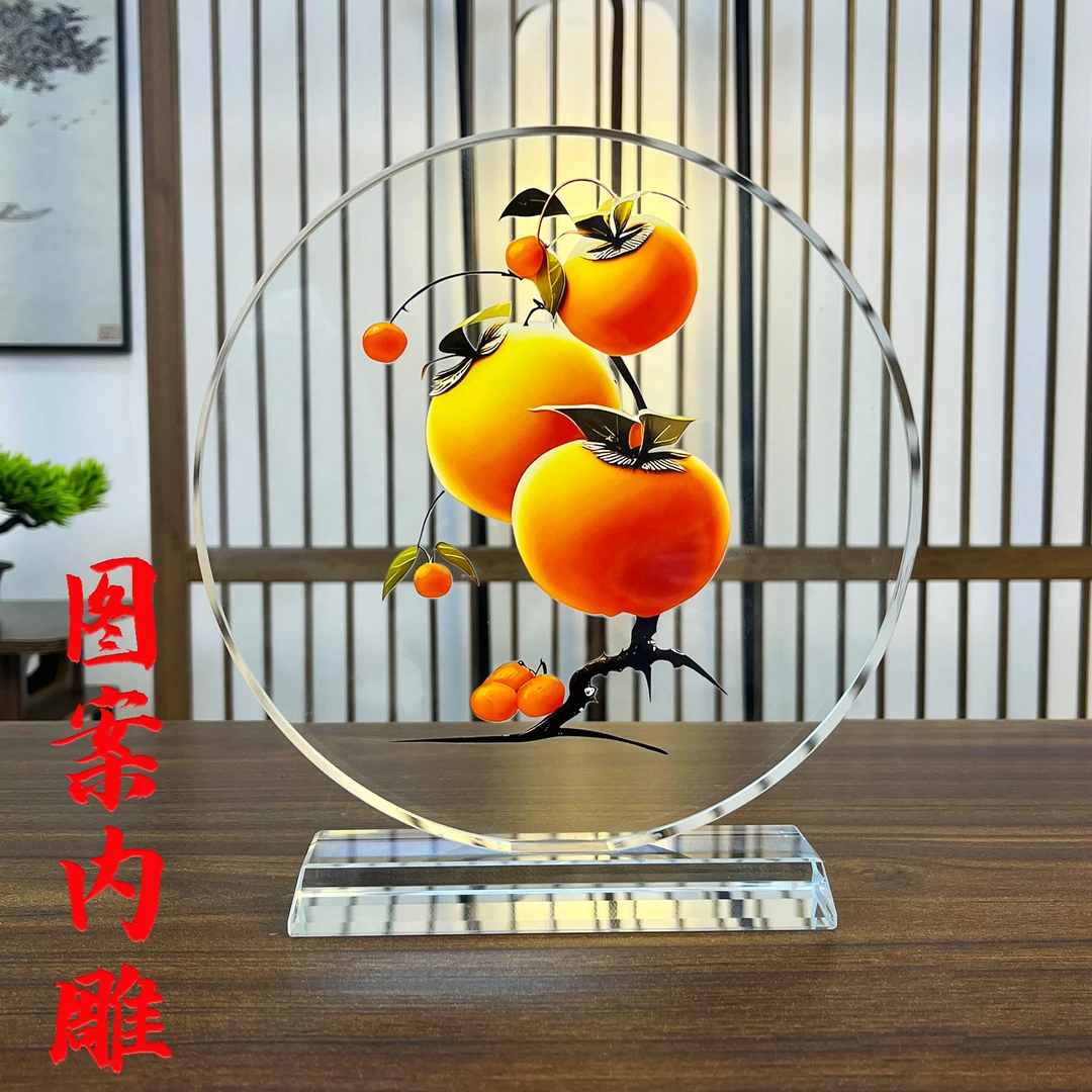 《新品圆形》精致内雕水晶摆件电视柜桌面家具客厅酒柜玄关家居饰品