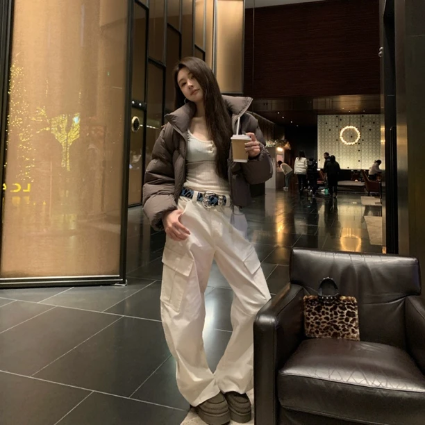 【满级小白】美式辣妹纯色百搭阔腿工装休闲裤