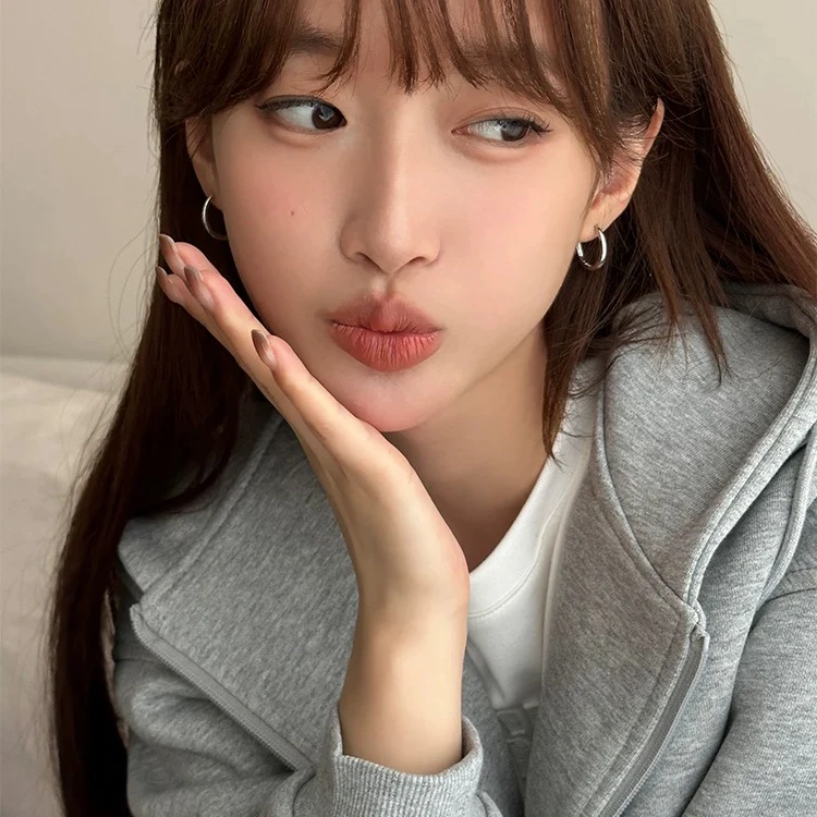 铜合金耳饰 D2077 素圈椭圆耳环气质耳圈轻奢小众高级感耳圈