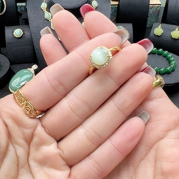 银S925镶嵌戒指和田玉