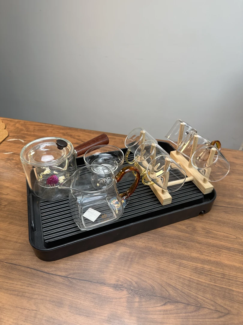 高端茶具套装（茶盘+直觉壶+公道杯+茶漏+6杯带杯架）