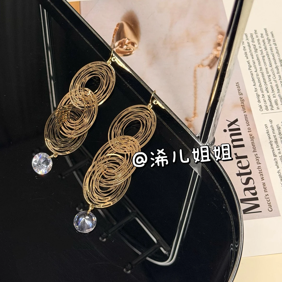 【浠儿姐姐】夸张度假风椭圆镂空流苏欧美风耳钩耳环