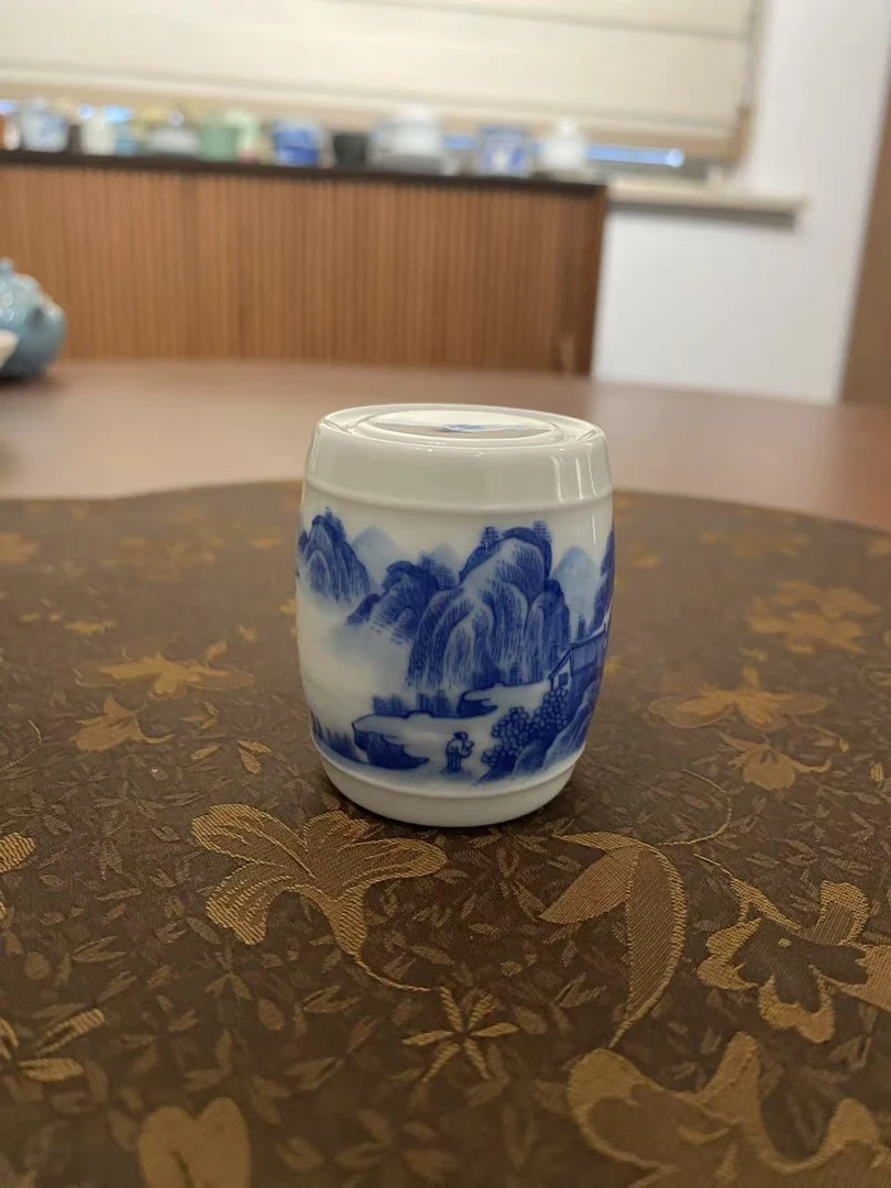 仿青青花石凳盖置