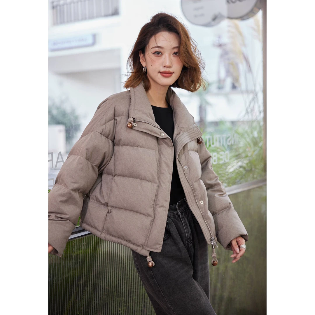 门店15&69！自由暖意~90鸭绒立领抽绳小个子短款羽绒服女M13288