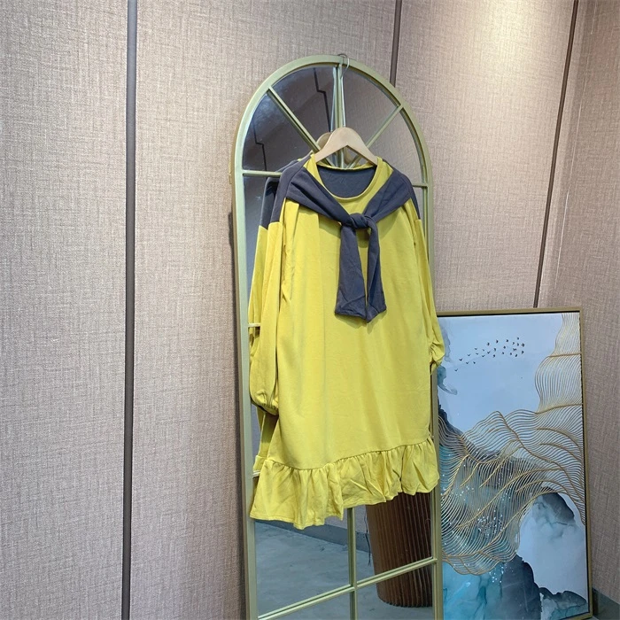 WW389黄色孕妇裙子100-130