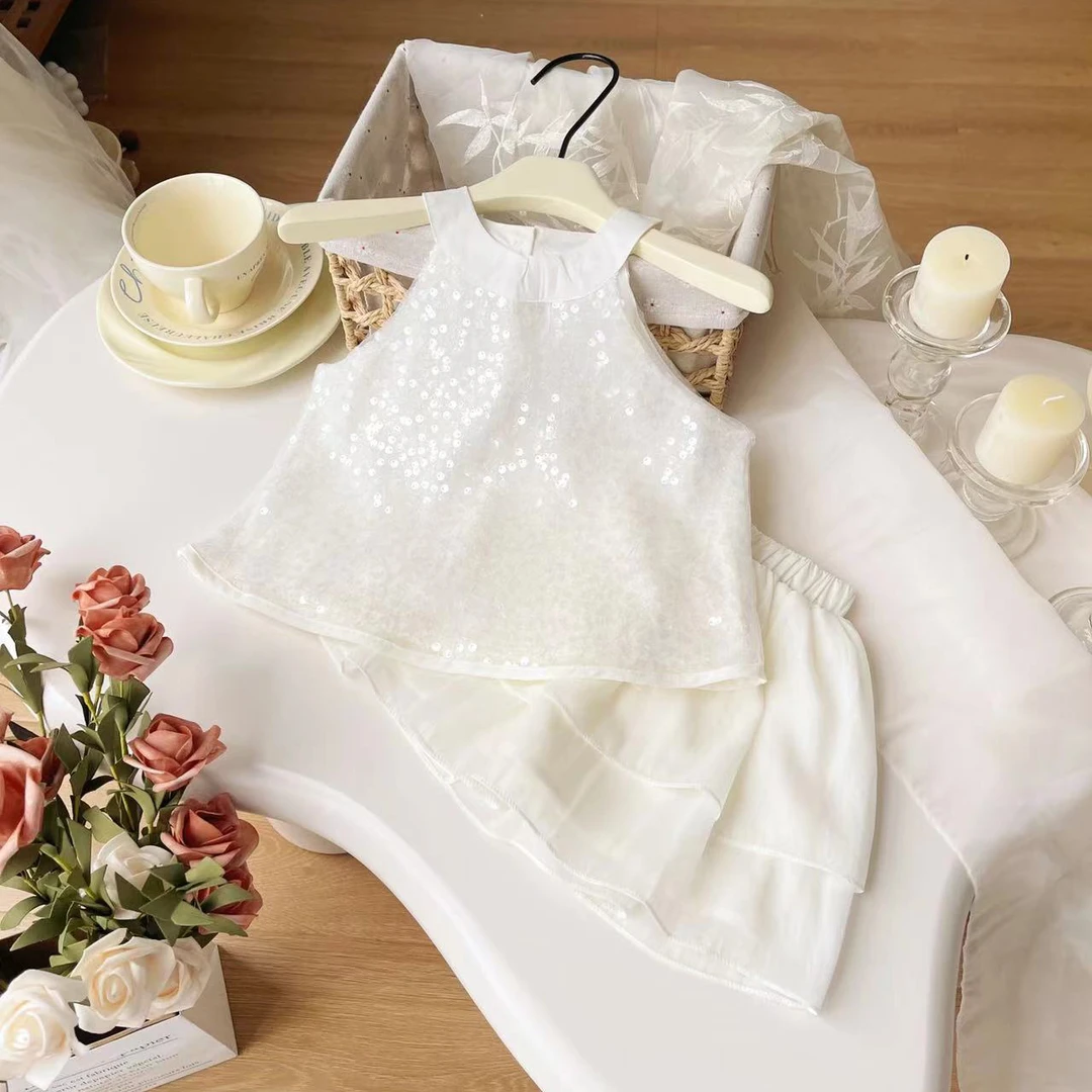 【现货】XT241107夏季女宝套装蕾丝洋气女童两件套夏款童装淑女甜美