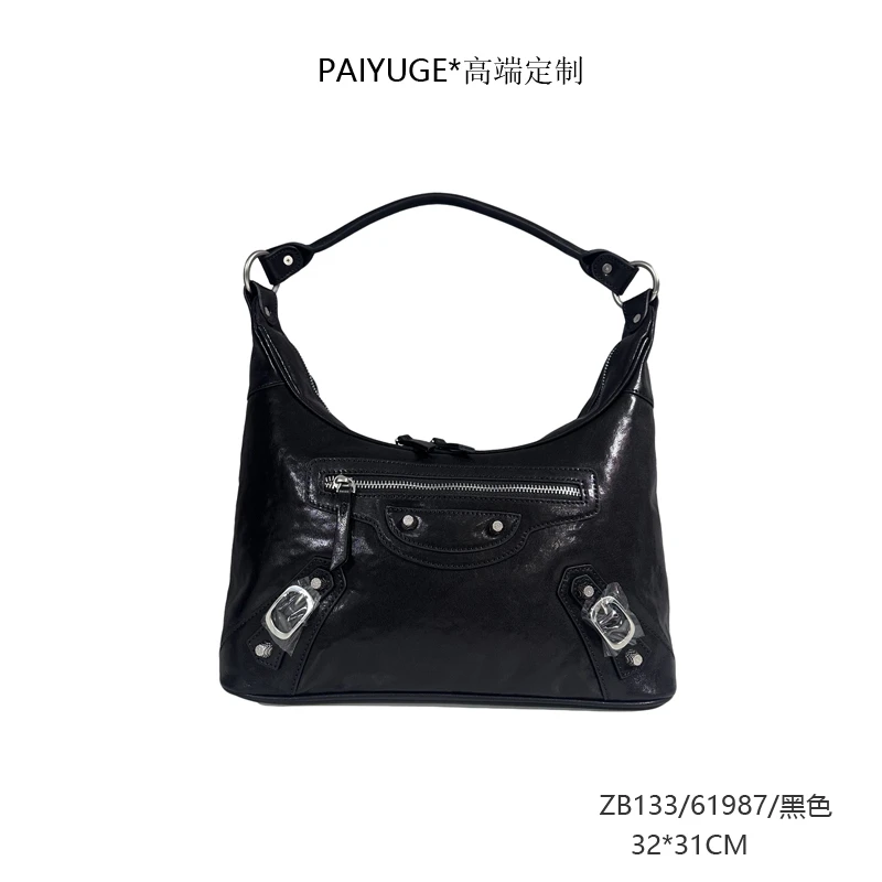 ZB133/61987/黑色 paiyuge高端订制女士手提单肩斜挎包 6198