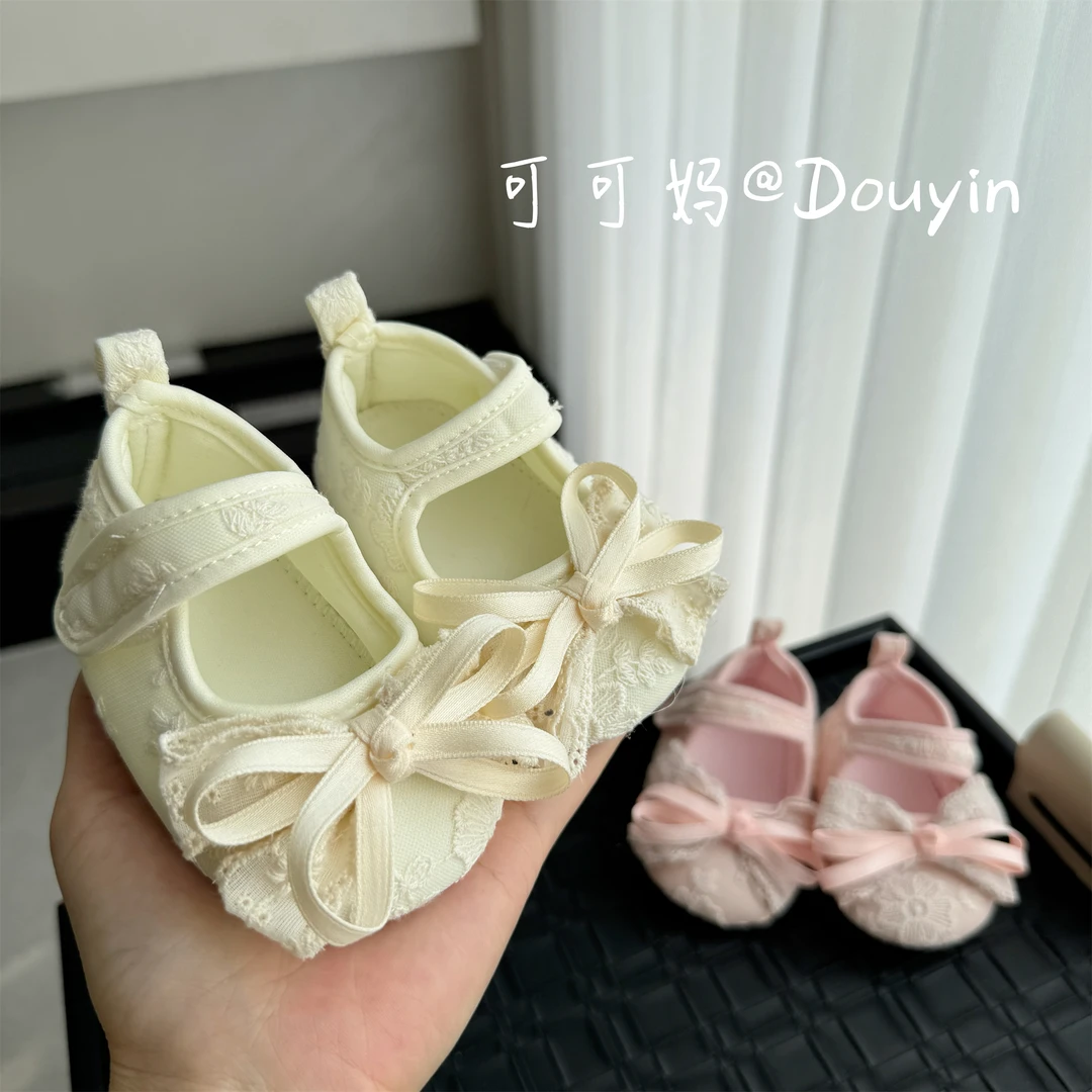 春夏款初生婴儿步前鞋0-6-12个月小月龄女宝宝棉布软底舒适公主鞋