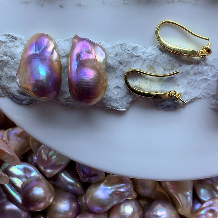 淡水珍珠耳饰银S925镶嵌K*