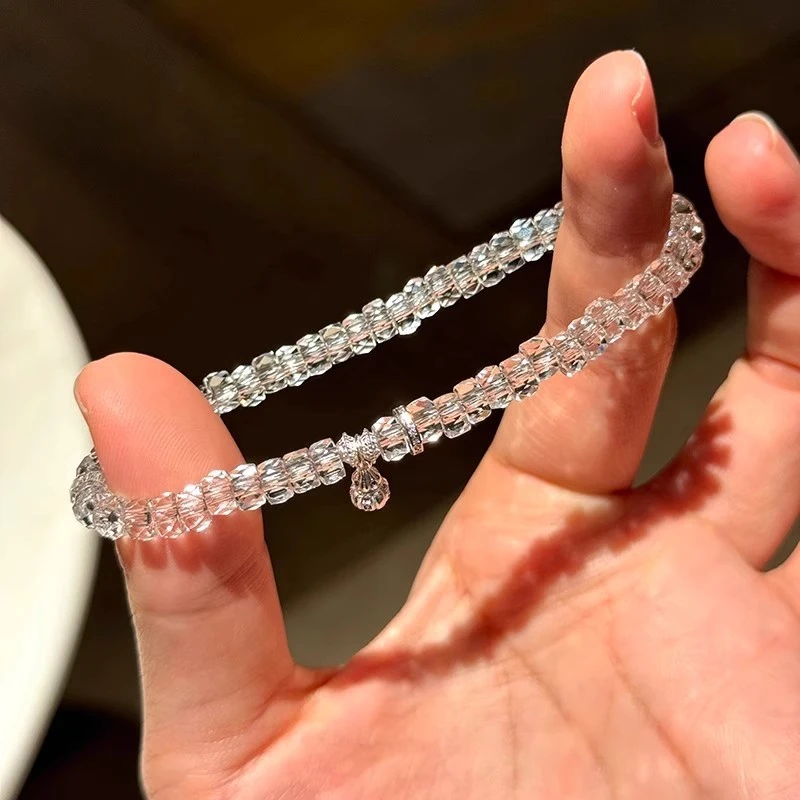 铜合金手链 白色刻面手链夏季女款轻奢风小众设计葫芦手串送女友