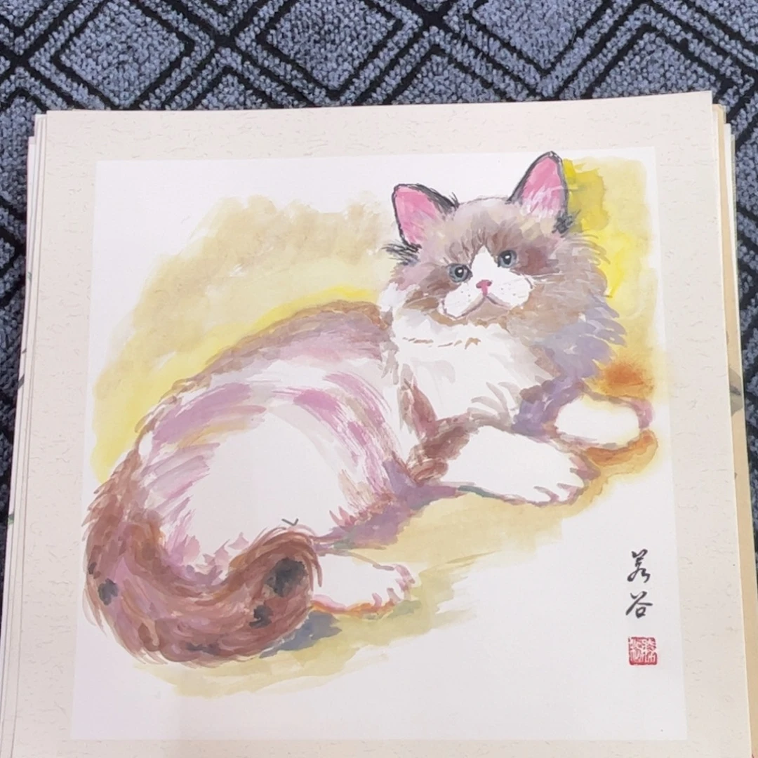 国画硬卡花鸟作品