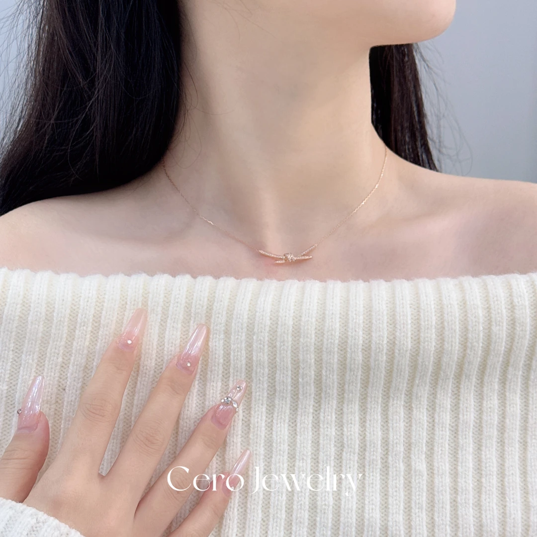 CERO 【纽绳蝴蝶结绳结】18K金轻奢时尚钻石项链AA0350