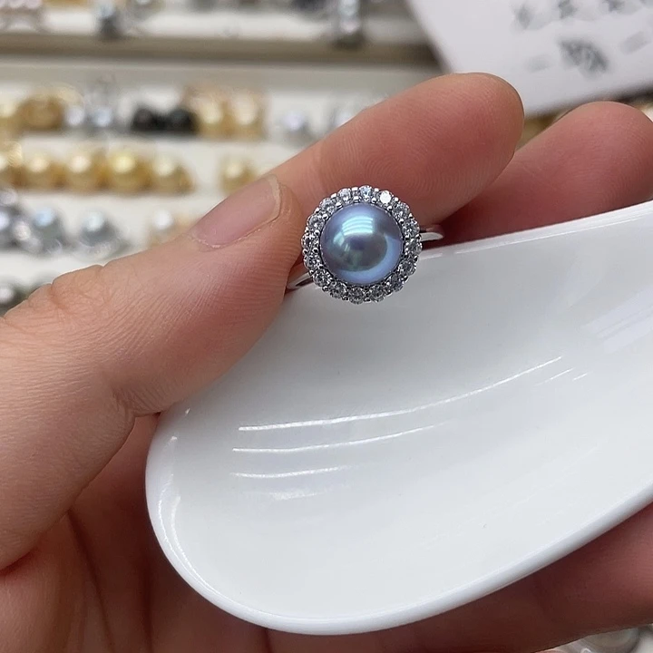 海水珍珠戒指银S925镶嵌
