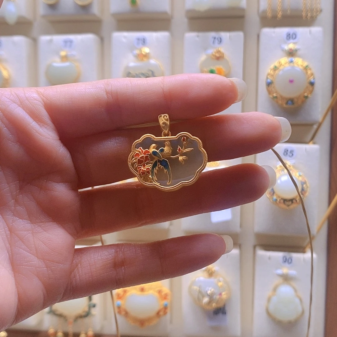 和田玉银S925镶嵌颈饰