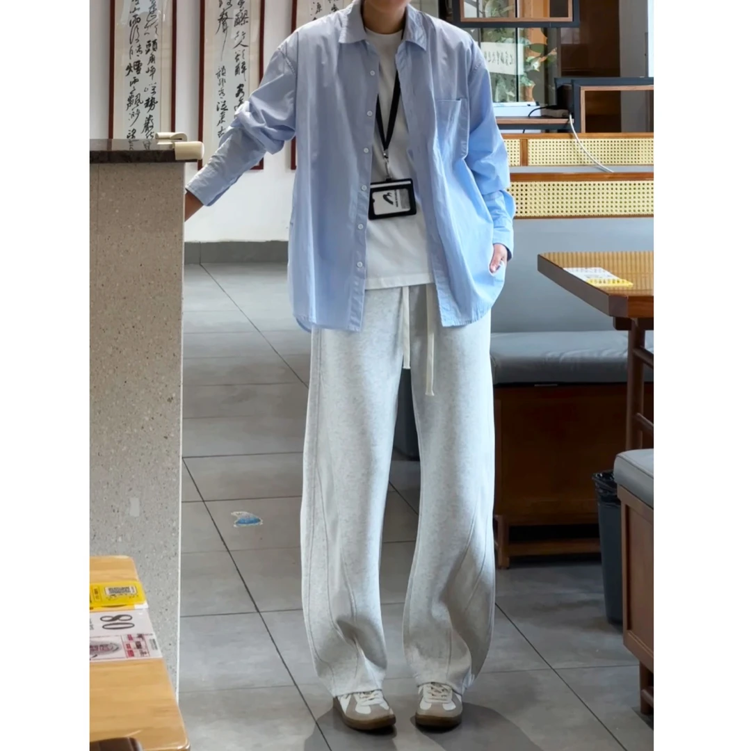 美式重磅斜切解构弯刀裤男款潮牌拼接设计感直筒裤户外运动卫裤