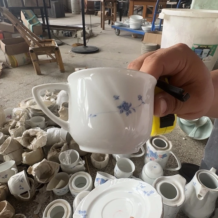 景德镇高温陶瓷银边咖啡杯 2 个