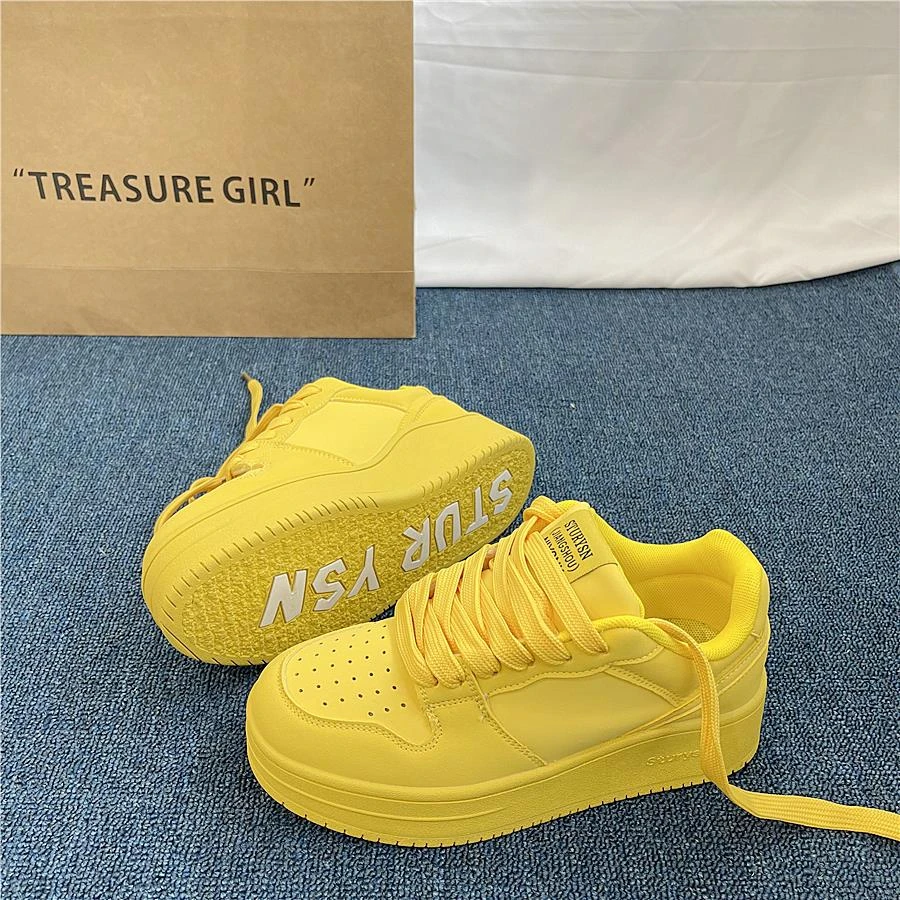 安踏感统【关晓彤同款】 厚底增高黄色板鞋女ins潮2025夏季新